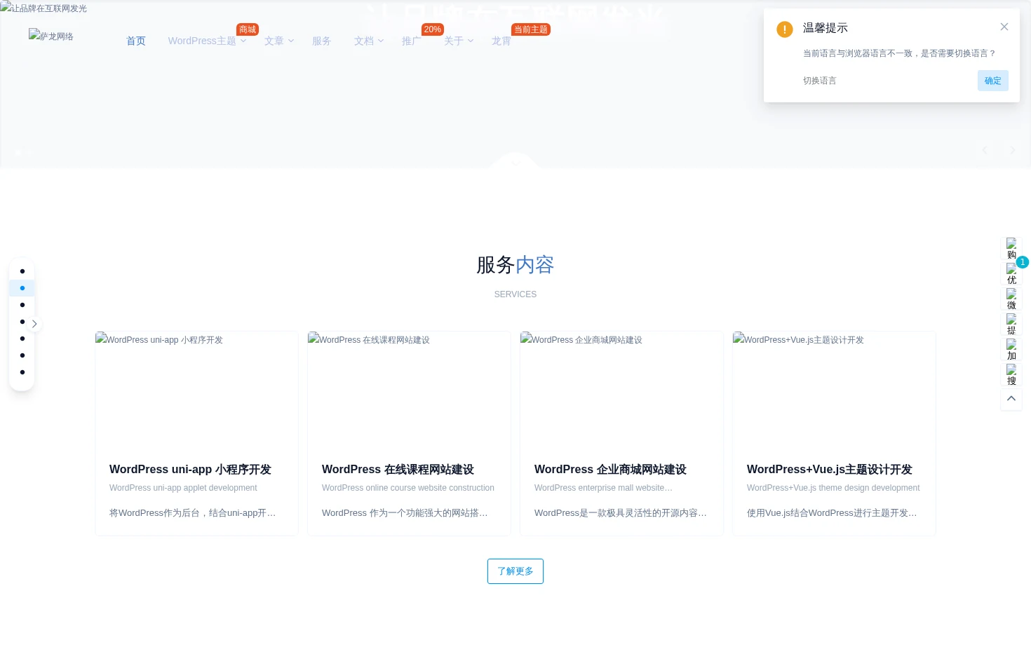 萨龙网络 页面快照